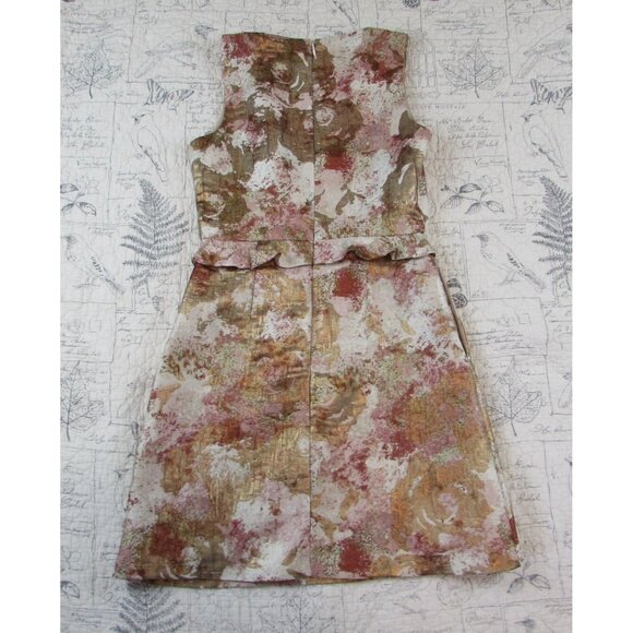 Anthropologie Hutch Metallic Pink Gold Cream Jacquard party wedding dress sz 0 - Picture 6 of 8